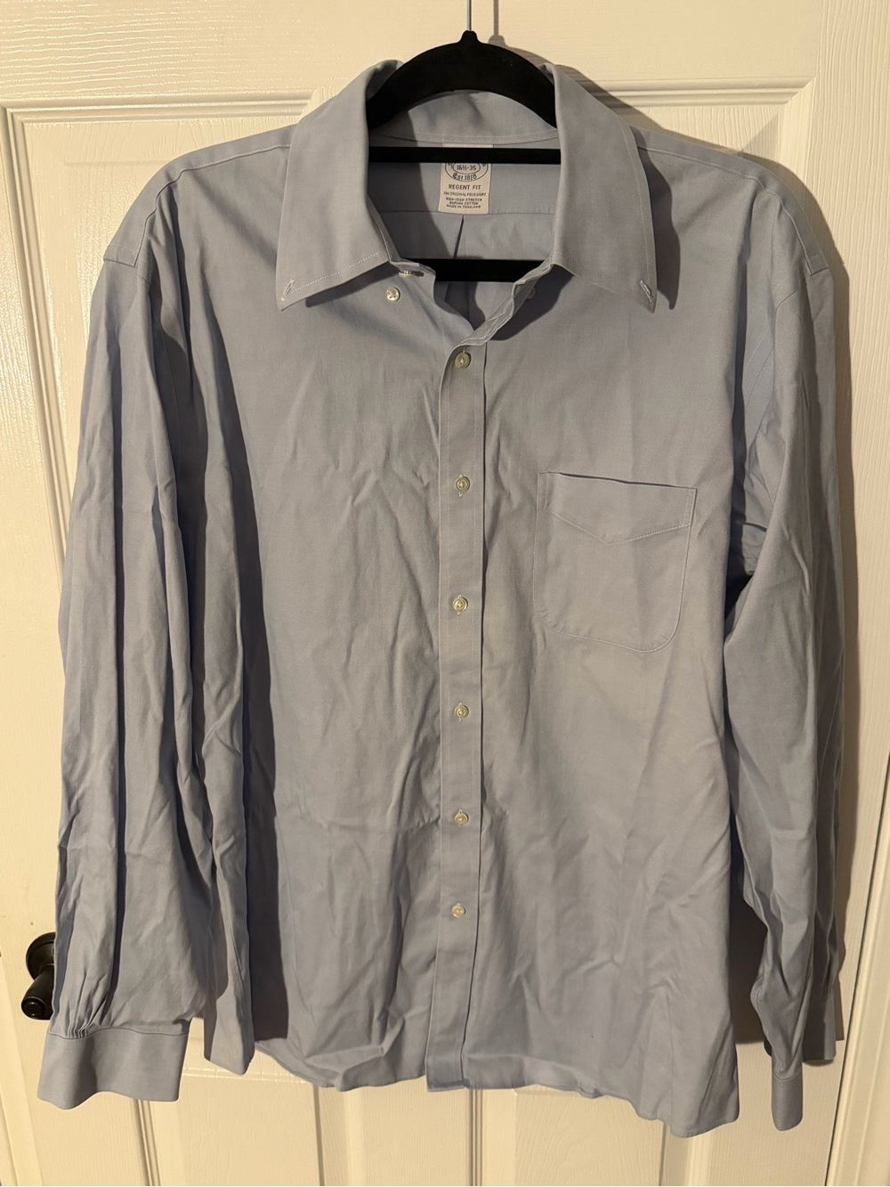 Brooks Brother Men's Blue Long-Sleeve Button-Up~Regent Fit Dress Shirt~16.5 35